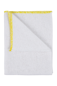 Lightweight bleached dishcloth 30x28cm with yellow edging, pack of 10.