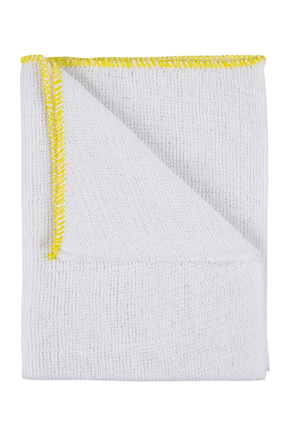 Lightweight bleached dishcloth 30x28cm with yellow edging, pack of 10.