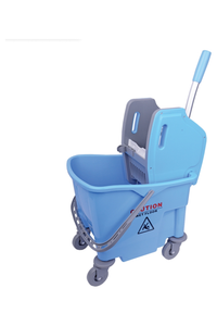 25L Smoothline Kentucky Bucket & Wringer with handle-operated wringer and heavy-duty castors for efficient mobility.