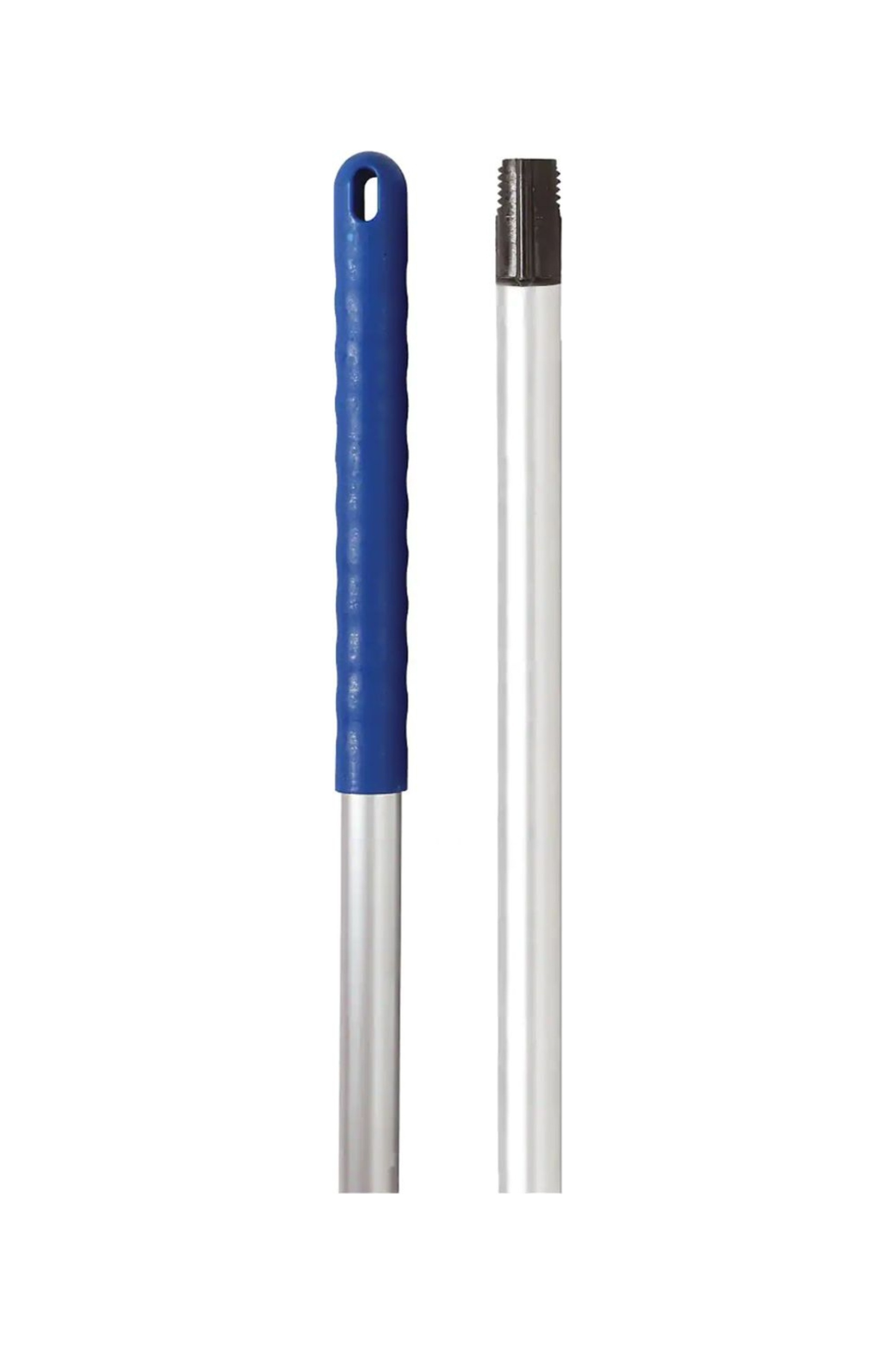 Colour coded aluminium mop handle with grip, 137cm, universal screw fit.