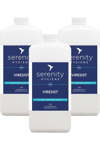 VIRESIST 10 Day Protection Sanitiser bottles with labels, offering advanced surface protection against bacteria and viruses.
