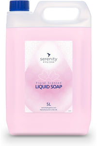 Pearlescent pink hygienic hand soap in 5L bulk refill container.
