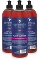 Serenity ready to use floor cleaner bottles with wild rhubarb scent, suitable for all hard floors including linoleum, wood, and tile.