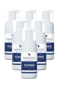 Unscented hand foam sanitiser bottles, gentle and effective germ protection.
