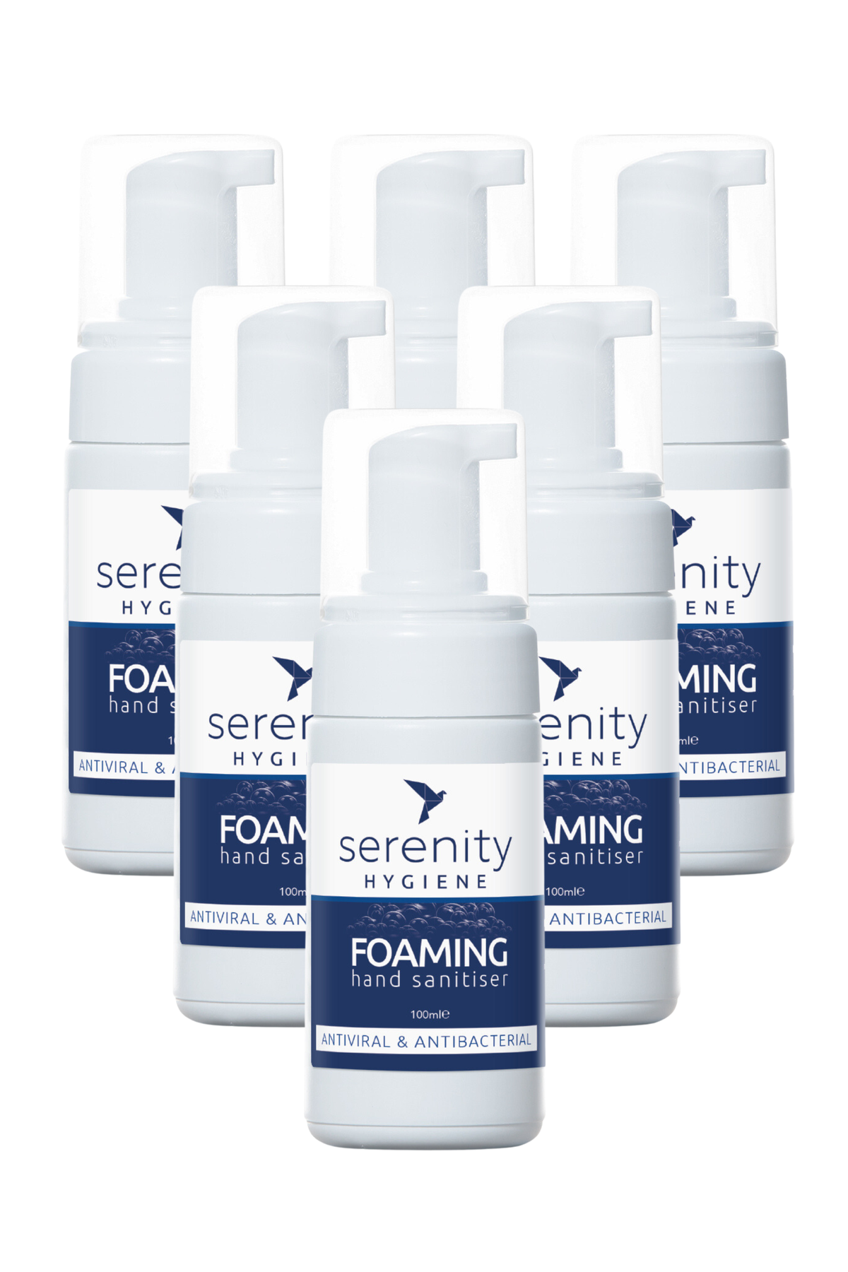 Unscented hand foam sanitiser bottles, gentle and effective germ protection.