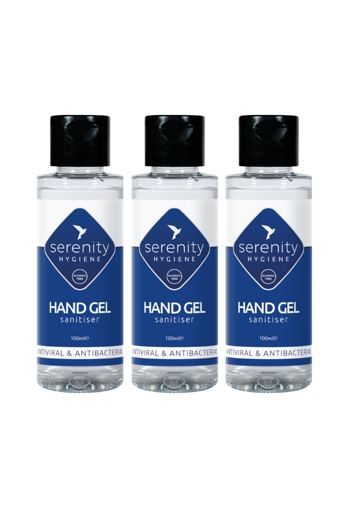 Hand Gel Sanitiser bottles with antiviral and antibacterial properties.