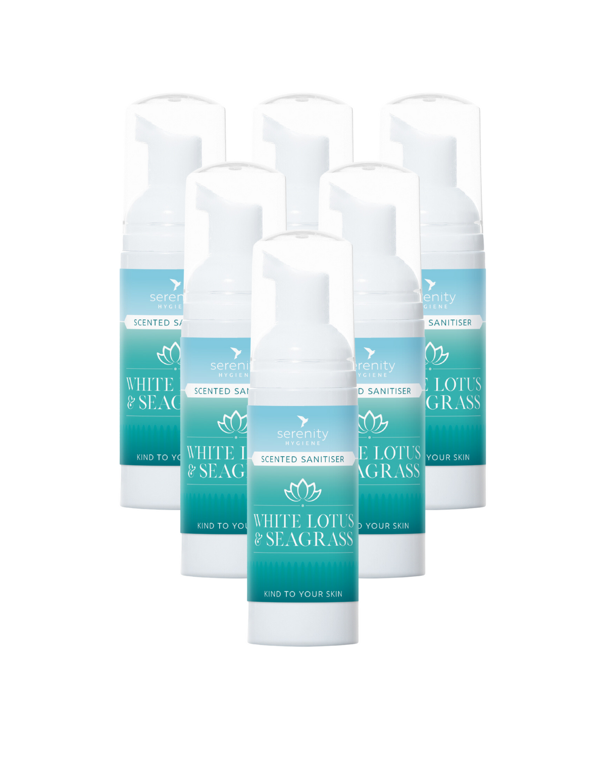 Seagrass Hand Foam Sanitiser with White Lotus scent, gentle and effective cleansing.