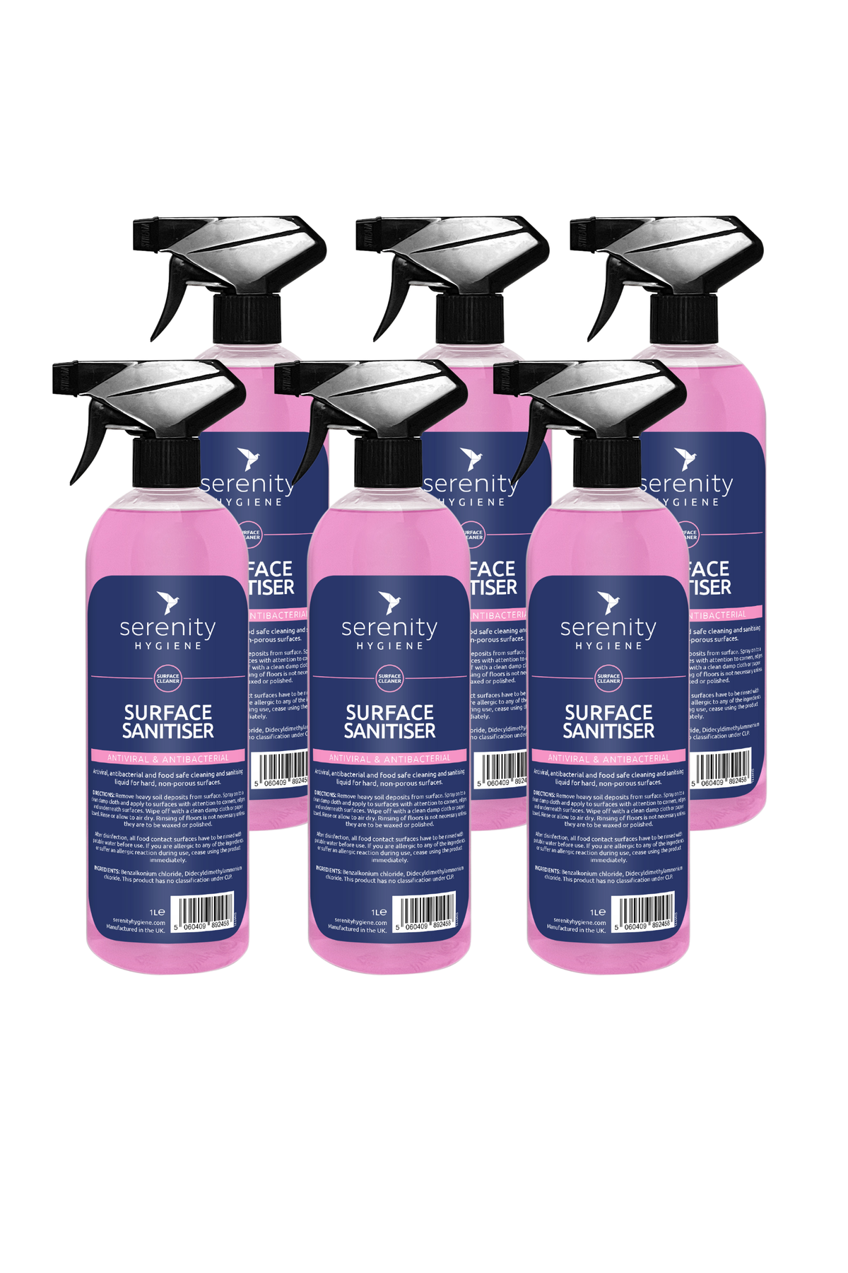 Hospital grade unscented food safe surface sanitiser spray for hard surfaces and food prep areas