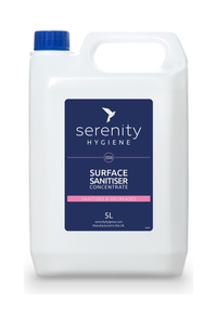 Antibacterial Surface Sanitiser Concentrate bottle, 5L, kills pathogens in 30 seconds, removes grease, biodegradable.