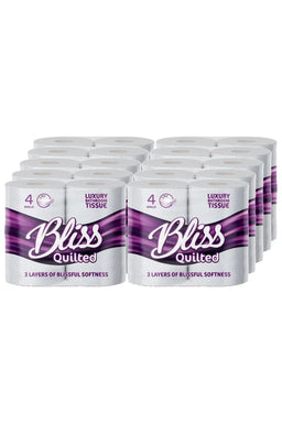 Bliss Essence Luxury 3 Ply Toilet Rolls – Quilted, Super Soft & Absorbent Bulk Pack of 40